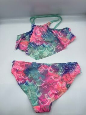 wonder nation Mint and Neon Multi Mandala Bathing Suit Bottoms and Top